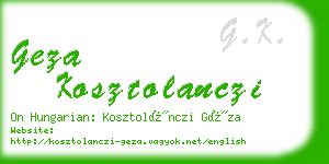 geza kosztolanczi business card